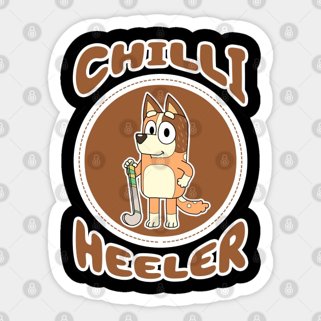 Chilli Heeler III Sticker by Gunung Sambojorka